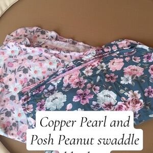 Posh Peanut Floral Swaddle Blanket - Dusty Blue & Blush Pink